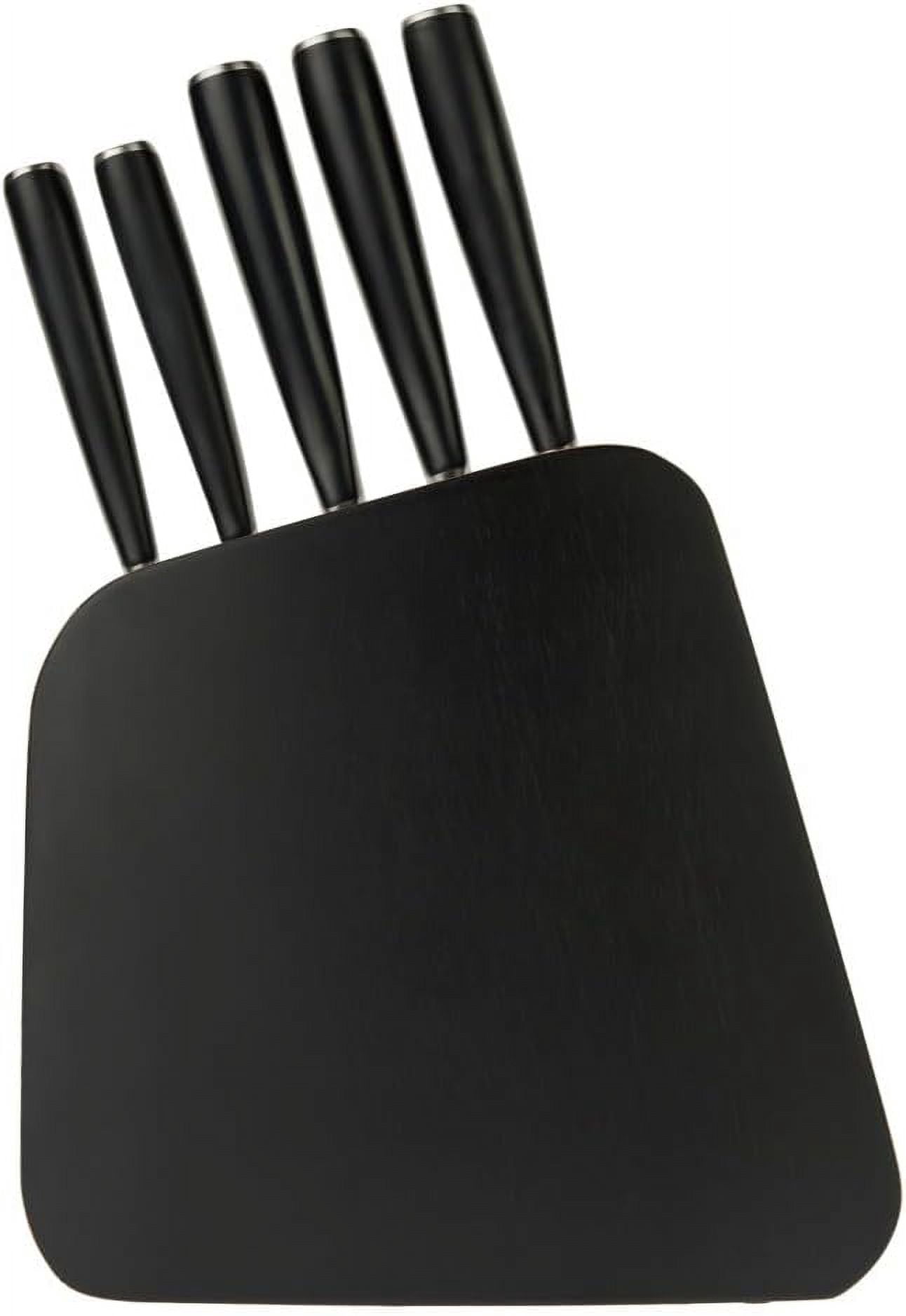 Professional Chef Knife Set, 5 Pieces, Stainless Steel, with Block and Gift Box, Black/wood, G-1320