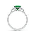 thumbnail image 2 of ANGARA Lab Grown 1.2 Ct Round Emerald and Diamond Three Stone Engagement Ring for Women in 14K White Gold (Size-7mm) | May Birthstone, Anniversary, Jewelry Gift for Women | Lab-Grown Emerald Ring, 2 of 8