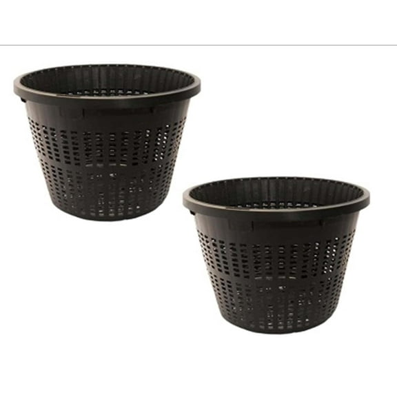 PondH2o 8" Round Water Garden Aquatic Plastic Mesh Pond Plant Basket x 2, Pond H2o Plastic Water Garden Planting Lily Pot Bin, Plastic Water Garden Planting Basket Aquaponics, Hydroponics Slotted Mesh