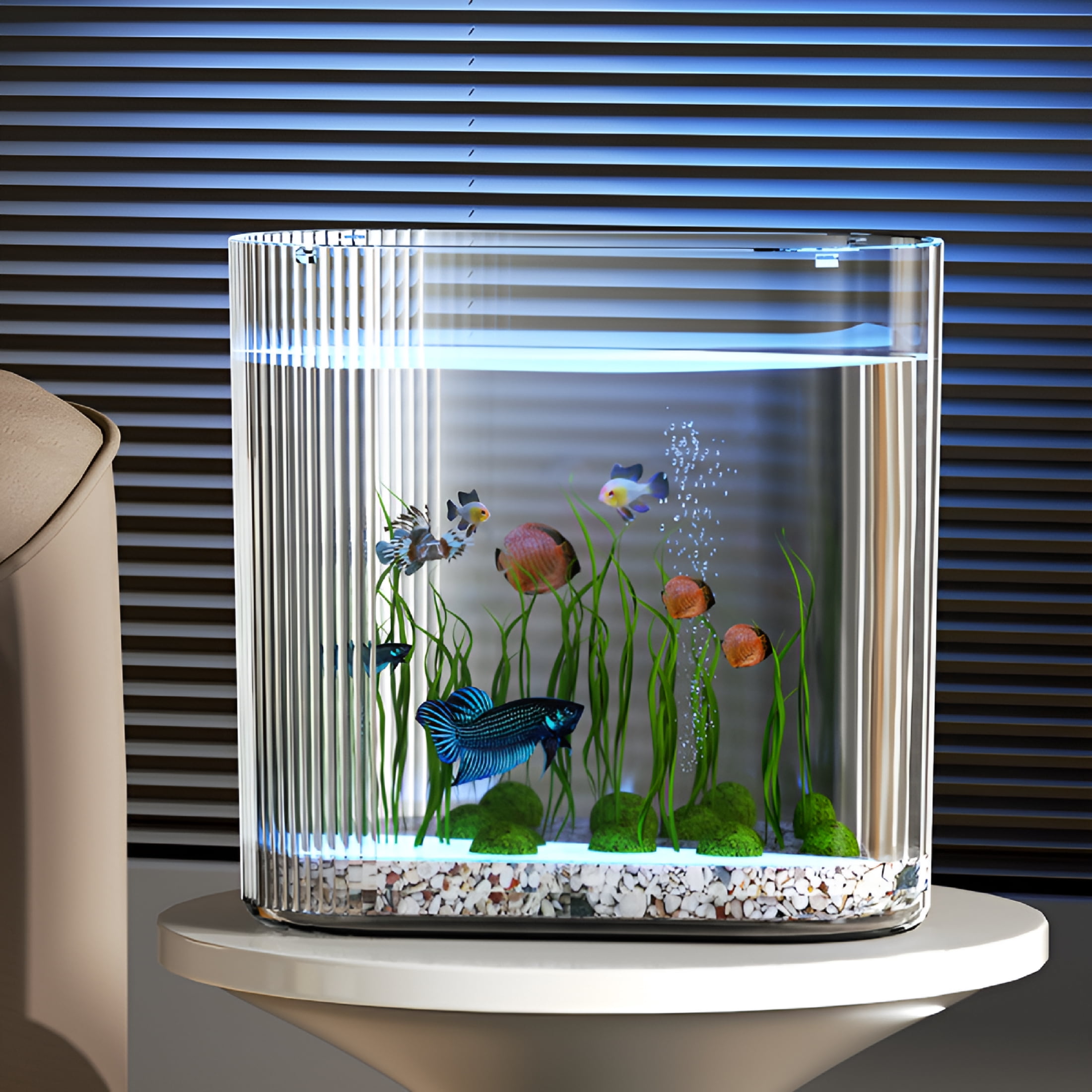 HIBIBUD 2026 New Clear Plastic Fish Tank 10-Gallon Transparent Aquarium for Fish and Small Desktop Or Floor-Standing Terrarium Safe Construction High-Definition Viewing Experience
