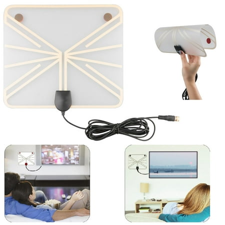 - TSV TV Antenna, 50 Miles Range Amplified Indoor HDTV Antenna with Detachable Amplifier Signal Booster and 13FT Cable White