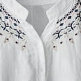thumbnail image 4 of RXIRUCGD Style Ethnique Broderie Colorée Chemise à Manches Longues Col en V Réduit l'Ge Chemise de Protection de la Chair et Col Montant pour Femmes, Blanc, Taille : L, 4 of 4