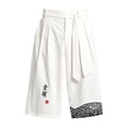 thumbnail image 4 of Men Pants New Wide Leg Cropped Chinese Style Linen Blend Breathable Loose Fit Casual Summer Trousers with Embroidery Print, 4 of 4