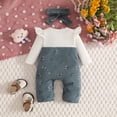 thumbnail image 5 of Emitonse Toddler Baby Girl Sweatshirt Set Baby Girl Clothing Outfits Winter Cute Love Print Romper Cartoon Overalls Trousers Headband Clothing Set Navy,Size 6-12 Months, 5 of 9