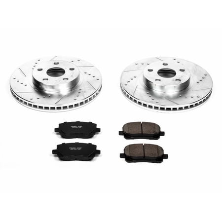 Front Brake Pad and Rotor Kit - Compatible with 2003 - 2008 Toyota Corolla - Power Stop