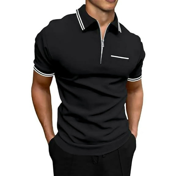 Men's 1/3 Zippered Retro Short Sleeved T Shirt Clothes