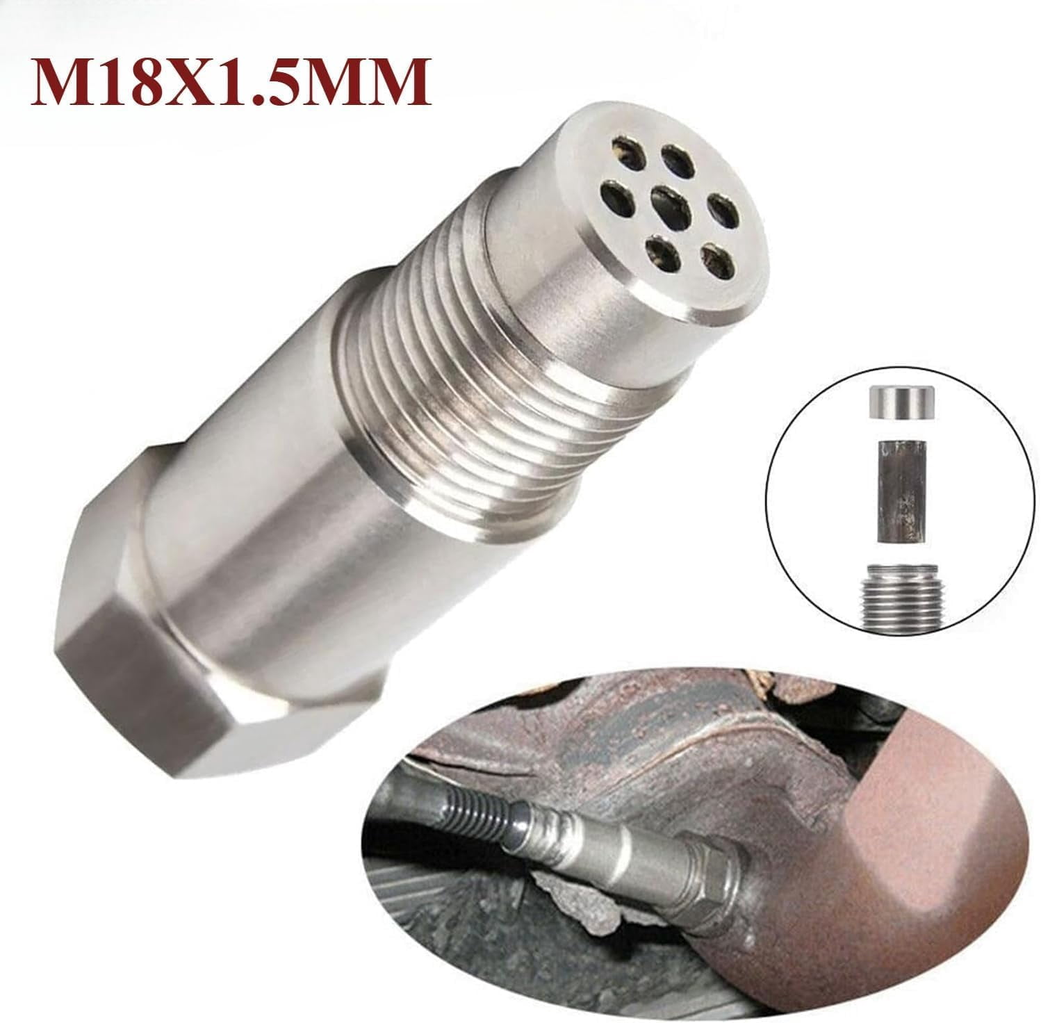 M18x1.5 Straight Universal Catalytic Converter with Filter – Stainless Steel SS304 Exhaust System Replacement, Compatible with Most Vehicles(2PCS)