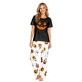 thumbnail image 2 of Matching Halloween Pajamas for Family Candy Witch Hat Short Sleeve Funny Pajamas Castle Skull Horror Wide Leg Pjs, Women:3XL, 2 of 7