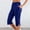 Blue, variant on Capri Pants for Women with Pockets, Women Cropped Joggers Elastic Waist Solid Color 3/4 Wide Leg Sweatpants for Workout and Gym,Purple