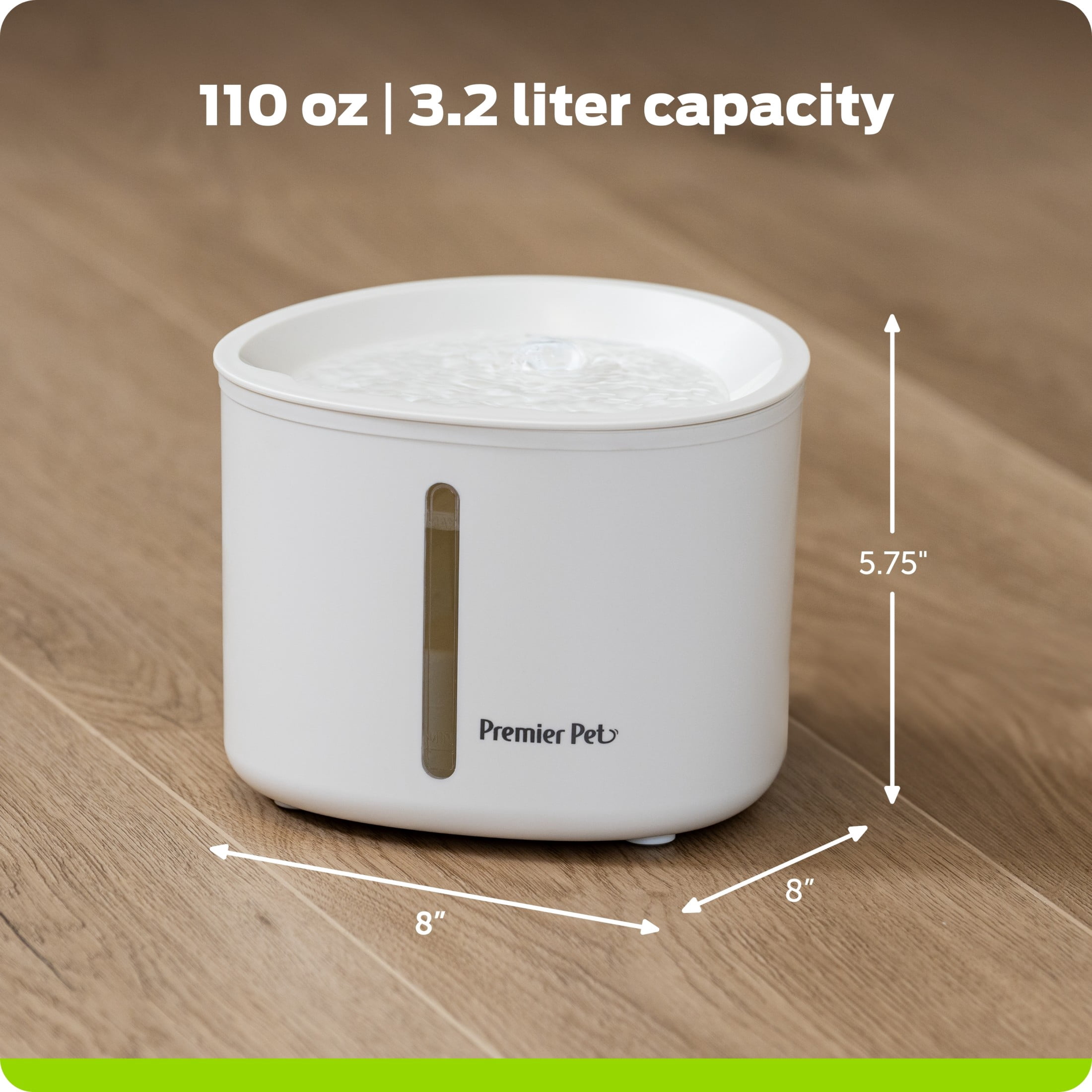 Premier Pet 110 oz. Pet Fountain Automatic Water Fountain for Cats & Dogs, Filters Included, White