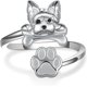 thumbnail image 1 of Anillo de perro para mujer, de plata de ley, Yorkie/Pug, joyería para perro, 1 of 3