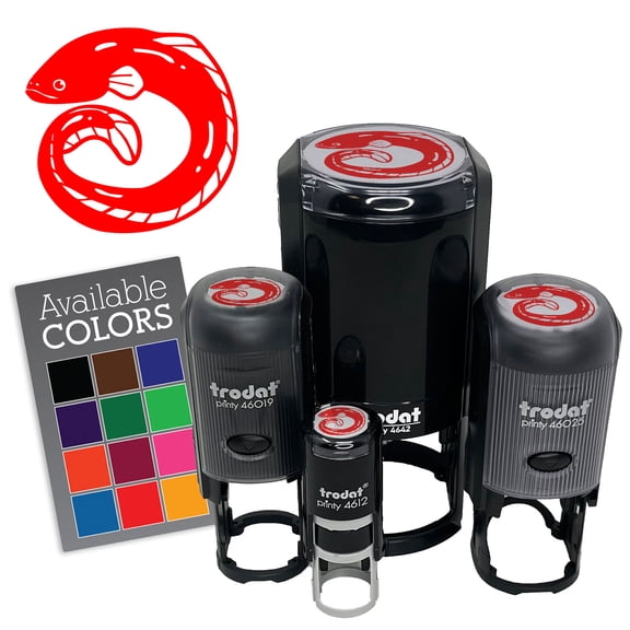Freshwater Eel Fish Food Self-Inking Rubber Stamp for Stamping Ink Stamper Crafting Planners - 1/2 Inch Mini - Black Ink