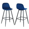 thumbnail image 5 of Velvet Bar Stools Set of 2 - 30" Blue Counter Height Chairs with Backs, Metal Legs for Kitchen Island, Modern Design, Easy Assembly, 5 of 19