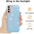 thumbnail image 4 of Compatible with Samsung S22 Plus Case Glitter Shockproof,Phone Samsung Galaxy S22 Plus Cover Clear Silicone Blue Three Layer Detachable TPU and PC Thin Protective Case (Blue), 4 of 14