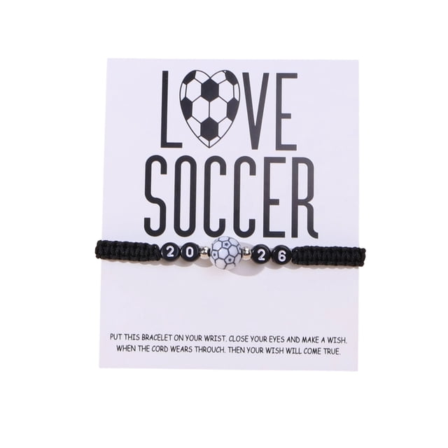 Bracelet de Soccer Ajustable Unisexe Corde à Main Tissée Commémorative de Soccer pour Hommes et Femmes