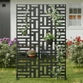 thumbnail image 2 of MAYEERTY 2-Piece 72×47" Outdoor Black Metal Privacy Panel Screen for Backyard & Garden, Geometric Maze Pattern, 2 of 9