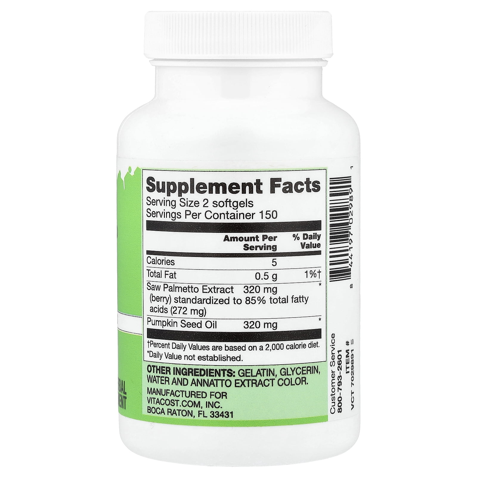 Vitacost Saw Palmetto Extract, 300 Softgels
