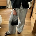 thumbnail image 3 of Striped Loose Pants Chic Fashion Women Elastic Band Drawstring Straight Leg Trousers, 3 of 7