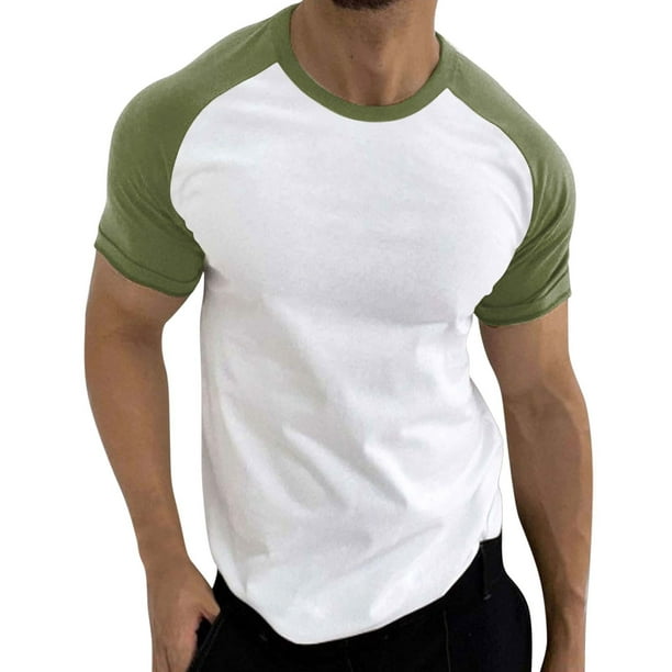 Mens T Shirt Spring Summer Casual Sports Color Block Raglan Sleeves Round Neck Shirts for Men - Walmart.com