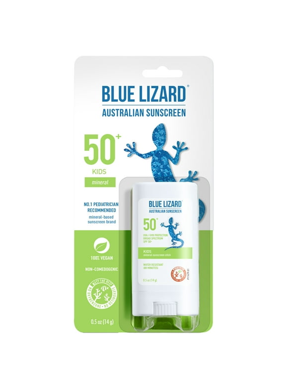 Blue Lizard Kids SPF 50 Mineral Sunscreen Stick, Broad Spectrum, All Ages, 0.5 fl oz