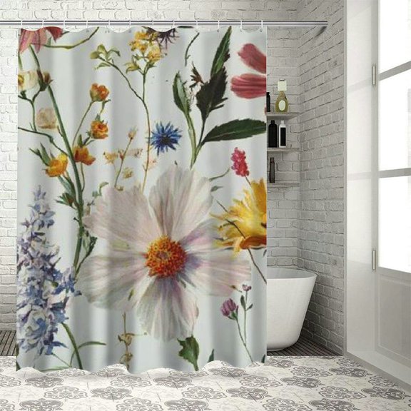 SHERONV Flowers Aestheticism Baroque Washable Shower Curtain with Hooks 36"x72