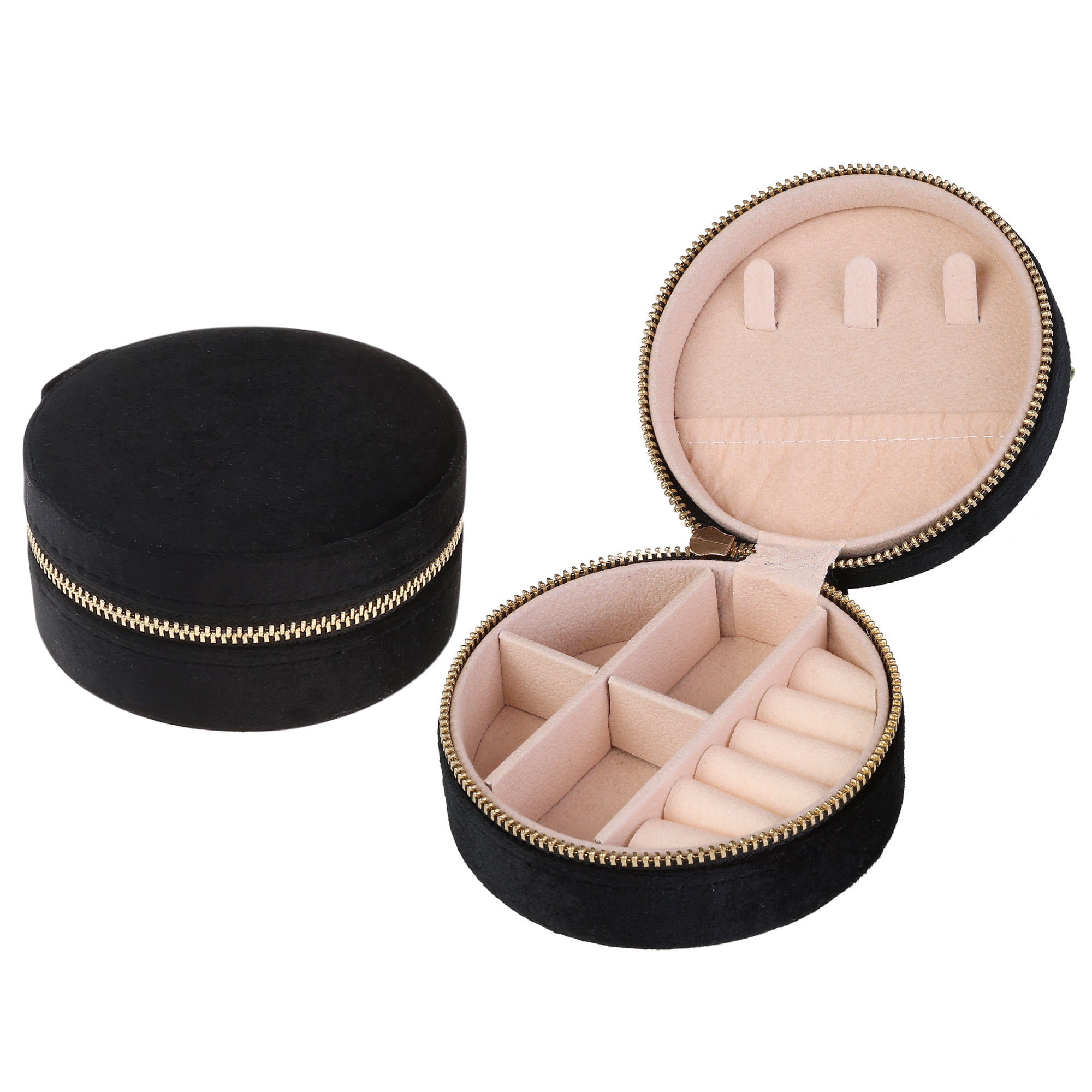 Unique Bargains Jewelry Box Small PU Leather Jewelry Organizer Case Storage Display Holder Black