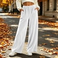 thumbnail image 3 of cocolona Womens Winter Casual Loose Velour Pants Elastic Waist Straight Wide Leg Travel Lounge Pants with Pockets, 3 of 5