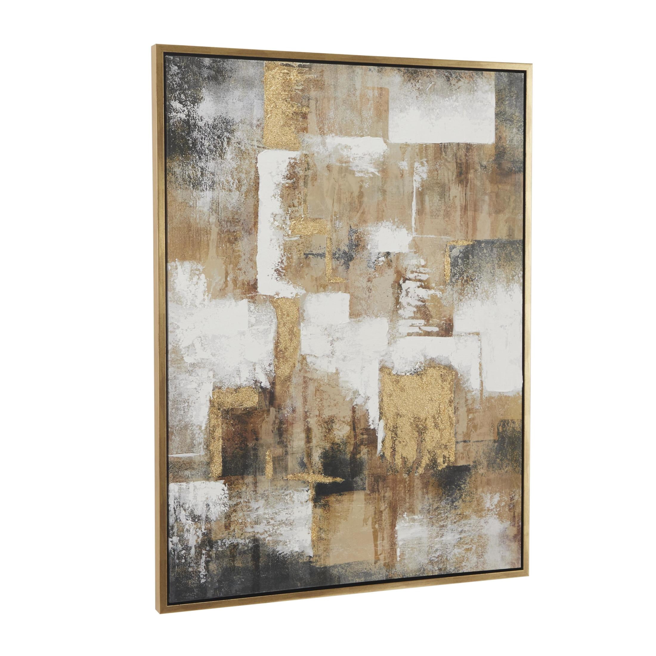 36" x 47" Textured Abstract Framed Wall Art with Gold Foil Details, by CosmoLiving by Cosmopolitan