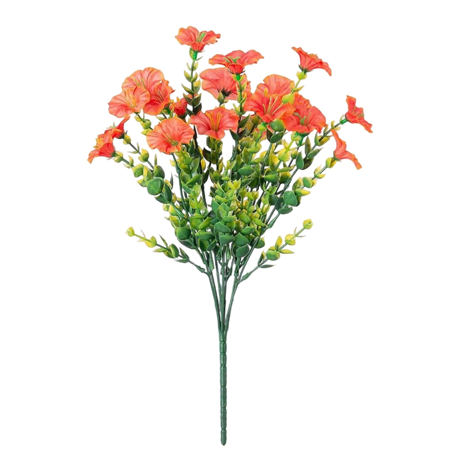PPKVUFD Artificial Flowers for Outdoors Fake Plants Outside Decoration, 1 Bundles Silk Colorful Morning Glory with Eucalyptus UV Resistant Realistic Faux Flowers for Planter Porch Patio Yard Garden