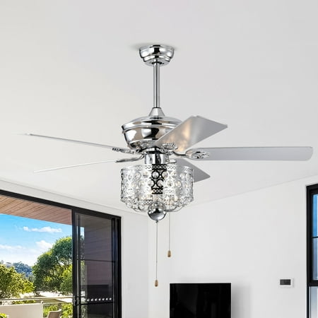 

52-Inch Indoor Ceiling Fan With Pull Chain Reversible Ac Motors Pull Chain--Chrome (No Include Bulb)