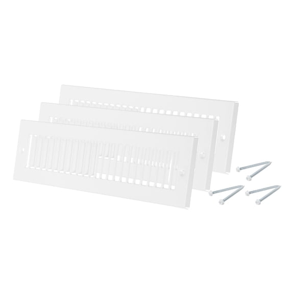 2" x 12" Duct Opening Vent Cover, 3 Pcs Toe Kick Vent Cover HVAC for Wall Floor, White-Outer Size: 3.4" x 13.4"