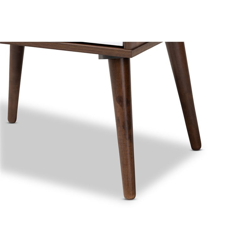 Baxton Studio Quinn Mid Century Modern Two Tone White And Walnut Finished 1 Drawer Wood End Table Walmart Com Walmart Com