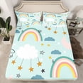 thumbnail image 2 of Homewish Cute Rainbow Full Size Sheets,Lovely Stars Print Bed Sheets,Fairy Tale Theme Sheet Sets For Girl Boys,Ultra Soft Home Decor,4 Pieces, 2 of 7