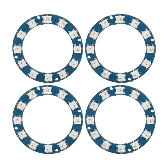Yazoeia 4PCS WS2812 5050 RGB Ring Lamp Panel 12 Bit Smart Full Color High Brightness Round LED Light 5V GY228-35009