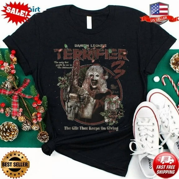 Terrifier 3 Art The Clown Horror T-Shirt | Terrifier Christmas T-shirt S-5XL