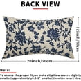 thumbnail image 4 of Navy Blue Floral Block Print Lumbar Pillow Covers 12x20 Set of 2 Rustic Old Style Vintage Flower Pattern Cream Decorative Rectangle Throw Pillow Cases Outdoor Farmhouse Decoration for Sofa Couch Bed, 4 of 6