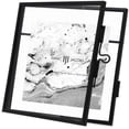 thumbnail image 2 of Isaac Jacobs 4x4, Black Modern Style Brass and Glass, Pressed Glass, Metal Floating Desk Photo Frame, with Locket Closure for Pictures, Art, Mementos & Keepsakes 4x4, Black, 2 of 7