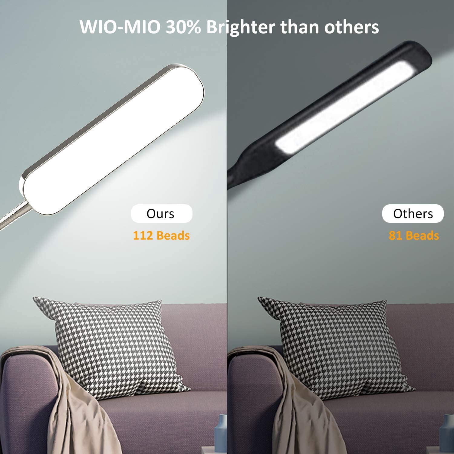 Floor Lamp, 15w/1000lm Bright LED Floor Lamp with Stepless Adjustable 3000K-6000K Colors and Dimmer, Remote and Touch Control Reading Lamp, Adjustable Gooseneck Floor Lamp for Living Room