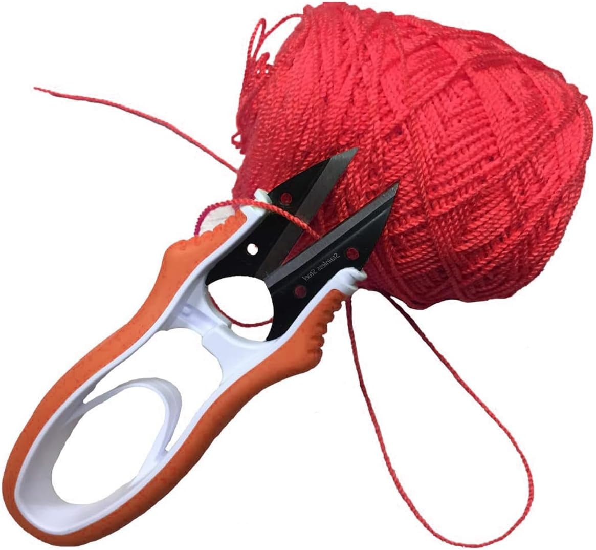 Thread Snips,Sharp Sewing Scissors,Multipurpose U-Type Thread Cutter with Protective Cover,Small Scissors for DIY Supplies,Orange