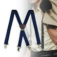 thumbnail image 6 of segolike Men Suspenders Elastic Wide Suspenders Simple with 4 Swivel Hook Clips Braces x Type for Cosplay Dance Costume Jeans Holidays Navy Blue, 6 of 8