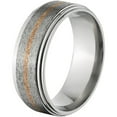 thumbnail image 2 of 8mm Raised Center Titanium Ring with a 1mm Copper Inlay with a Stone Finish, 2 of 3