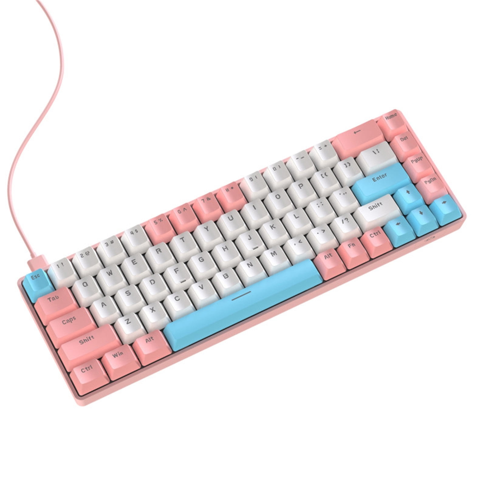 68-Key Type-C Wired RGB Backlit Mechanical Gaming Keyboard with Blue Switch, Anti-Ghosting, 18 RGB Modes, for Gaming, Office, Typing