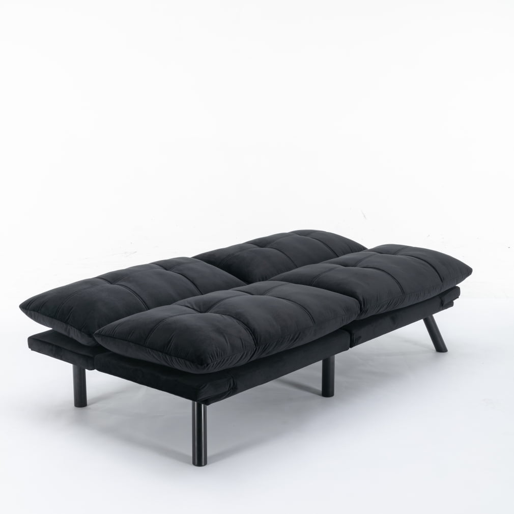 Triple Tree Modern Velvet 70.87" Tufted Loveseat Sofa, Black