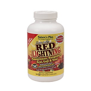 Natures Plus Source de la vie. Red Lightning. Concentré alimentaire Antioxydant. 180 Vcaps.