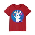 thumbnail image 4 of hengsof Kids Girls Easter Themed Short Sleeve T-Shirt , Girls Holiday Printed Casual Crew Neck Top, Comfortable Soft Cotton Shirt, Ages 3-10, 4 of 4