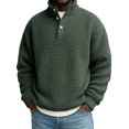 thumbnail image 2 of Huankd Men Quarter Zip Pullover Sweaters Casual Stand Collar Thermal Long Sleeve Sweatshirt 1/4 Zipper Winter Warm Polo Sweater Army Green L, 2 of 5