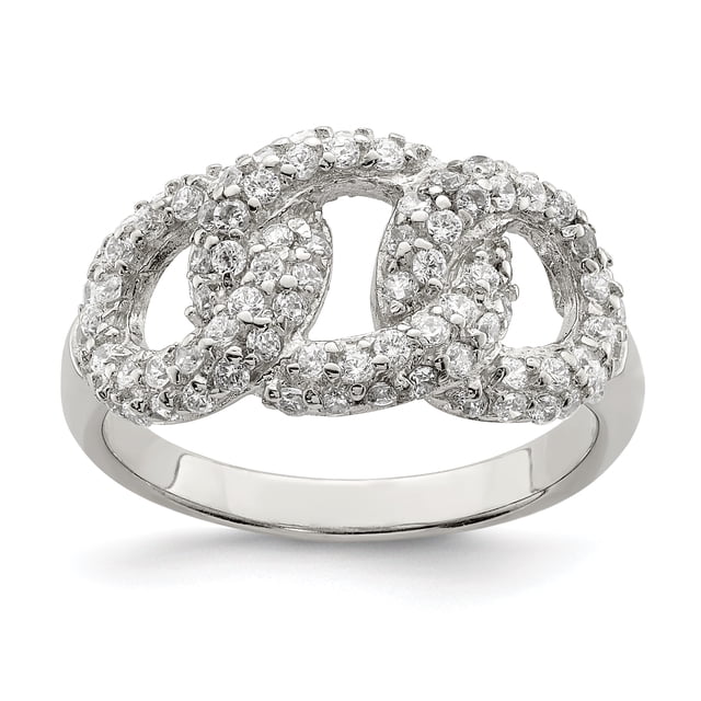 925 Sterling Silver Three Cubic Zirconia Cz Circles Ring