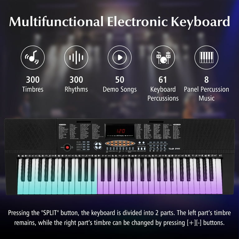 Gymax 61-Key Electronic Keyboard Piano w/ 300 Rhythms 300 Timbres