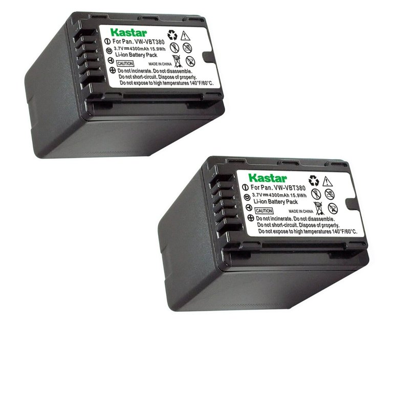 Kastar 2-Pack Battery VW-VBT380 Replacement for Panasonic HC-V201