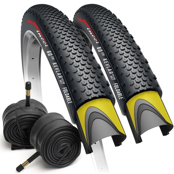 Fincci 700x38c Bike Tires with Inner Tubes (40-622) Foldable Anti-Puncture for Gravel, Hybrid, and Electric Bicycles, Set of